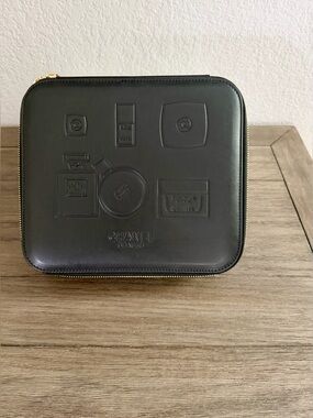 CHANEL Vip gif Black Embossed Beauty Zip Case